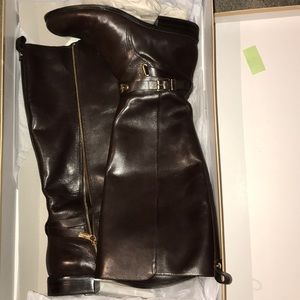 Michael Kors Brown Leather Riding Boots